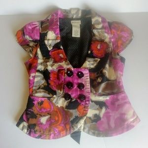 Elevenses floral cap sleeve jacket